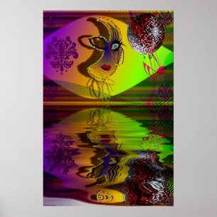 Poster Mask Mardi Gras Trompe l'oeil-V-2 R