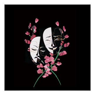 Póster Mask poster - black + white