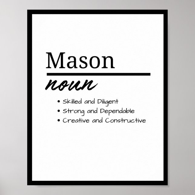 Poster Mason, Boy Personalization Name Definition (Frente)