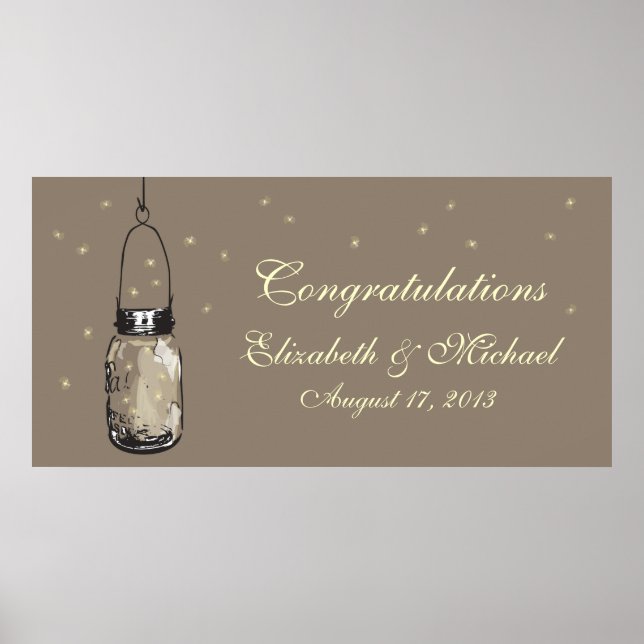 Póster Mason Jar e Fireflies Banner (Frente)