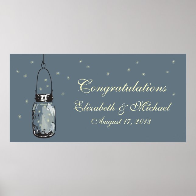 Póster Mason Jar e Fireflies Banner (Frente)