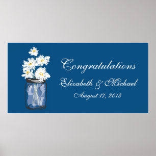 Póster Mason Jar e White Daisies Banner