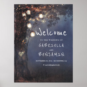 Poster Mason Jar Lights Tree Weding Sign