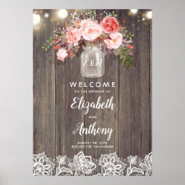 Poster Mason Jar Pink - Sinal de Boas-vindas