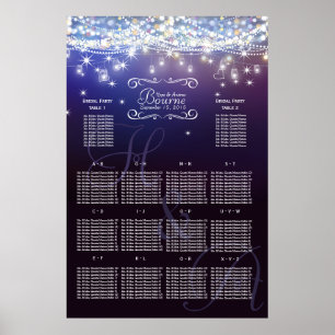 Póster Mason Jar Sob o Gráfico de Casamento de Estrelas