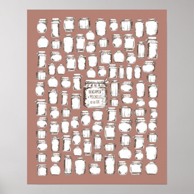 Poster Mason Jars - 100 Signature Guest Book Alternativo (Frente)