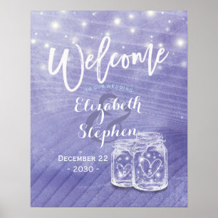 Poster Mason Jars String Lights Wedding Welcome