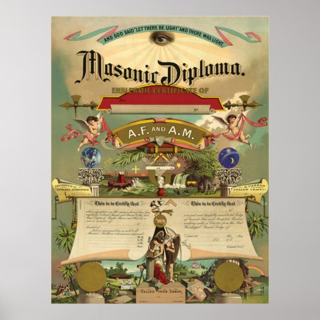 Poster Masonic AF & AM Diploma (Frente)