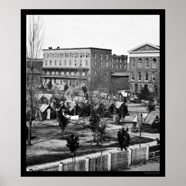 Póster Masonic Hall na Rua Decatur em Atlanta, GA 1864 (Frente)