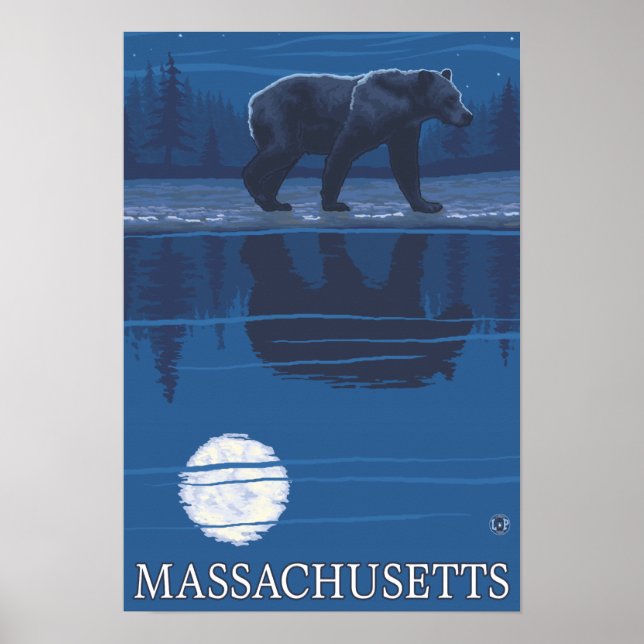 Póster Massachusetts Bear no Luar (Frente)
