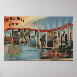 Poster Massachusetts (capital de estado/flor)