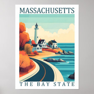 Poster Massachusetts define o Bay State USA Viagem Place