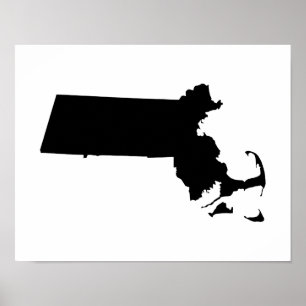 Póster Massachusetts minimalista em preto