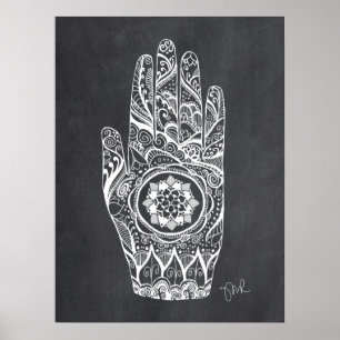 Póster Massagem Terapista Henna Tattoo Hand Lotus