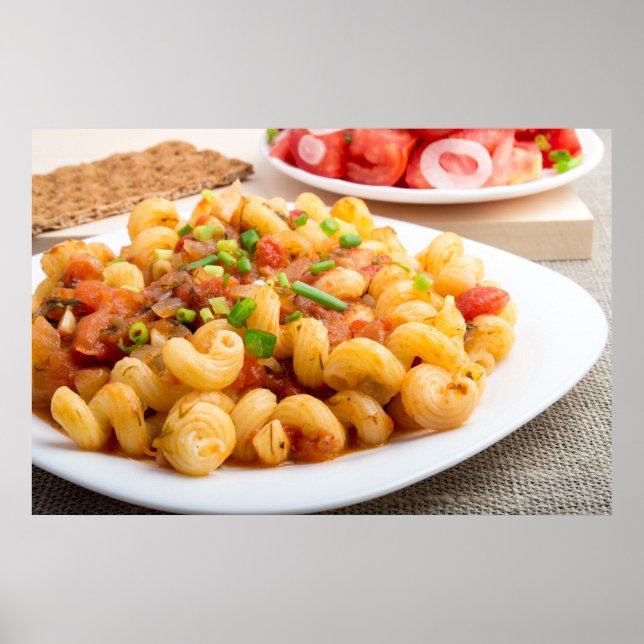Póster Massas alimentícias cozidas cavatappi com molho de (Frente)