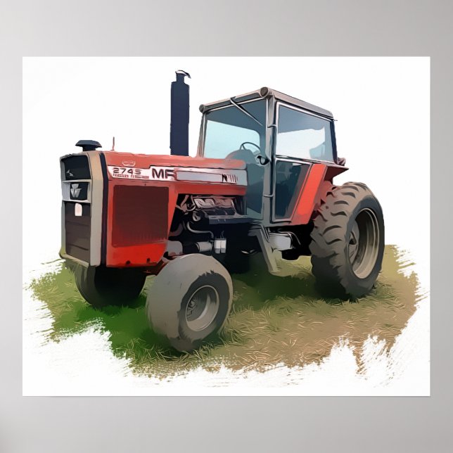 Poster Massey Ferguson Red Trator no Campo (Frente)
