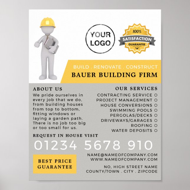 Poster Master Builder, Building Firme, Builders Advert (Frente)