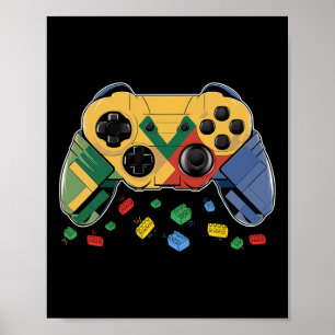 Poster Master Builder Video Game Block Brick Building Kid