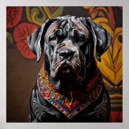 Poster Mastiff napolitano ceremonial no ataque guerreiro