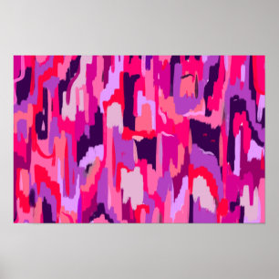 Poster Mata de Bagas: Abstrato Vermelho e Rosa