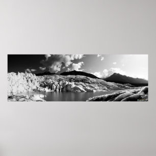 Póster Matanuska Glacier Panorama Preto e Branco