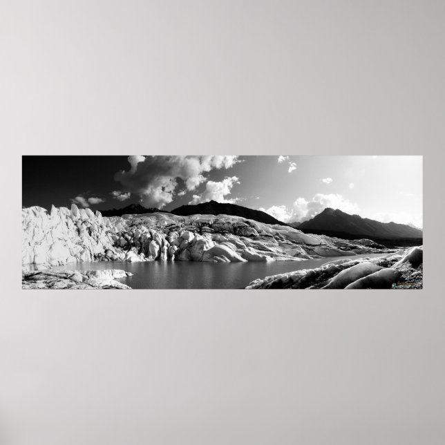 Póster Matanuska Glacier Panorama Preto e Branco (Frente)