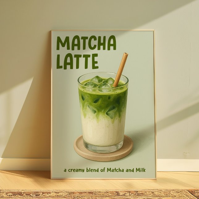 Poster Matcha Latte Kitchen Wall Art, Matcha Lover (Matcha)