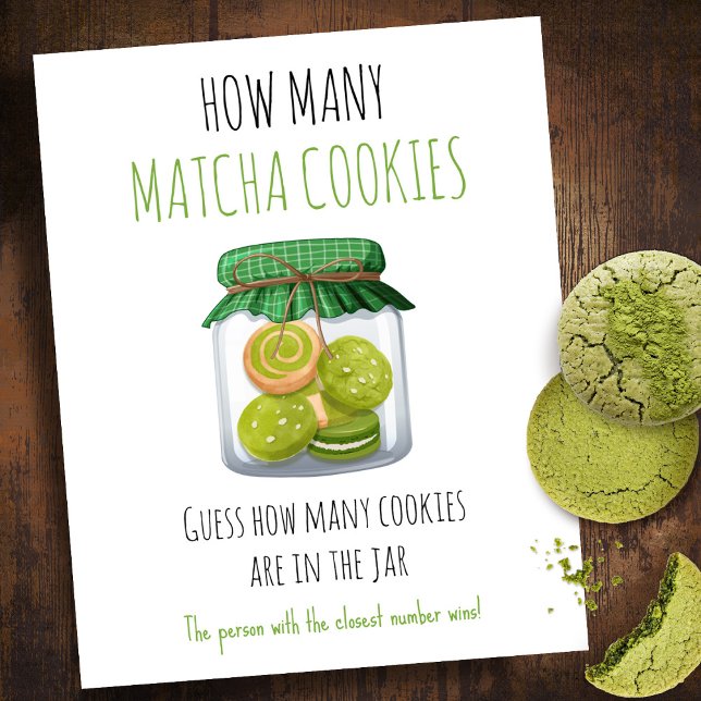 Poster Matcha Theme Party Game How Many Cookies Sign (Criador carregado)
