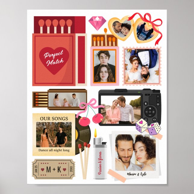 Poster Matchbox Perfect Match Couple Photo Collage (Frente)