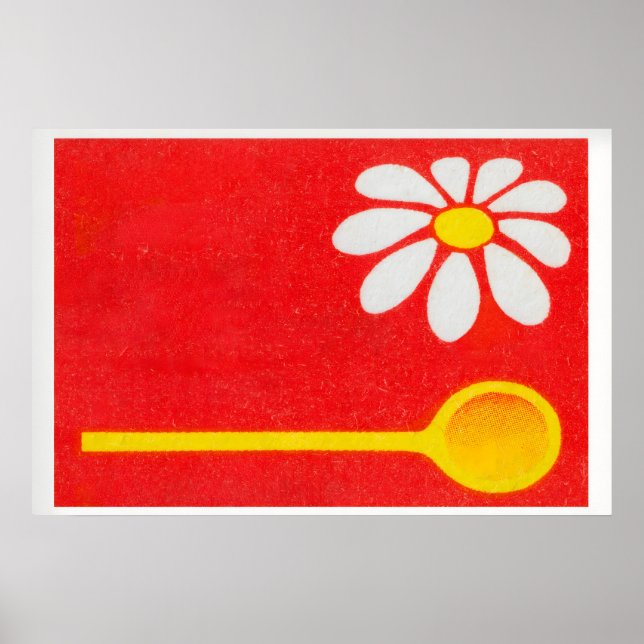 Poster Matchbox Wall Art Yellow Flower Design - Vintage (Frente)