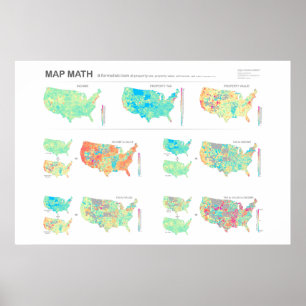 Póster Matemática do mapa: os Estados Unidos das relaç