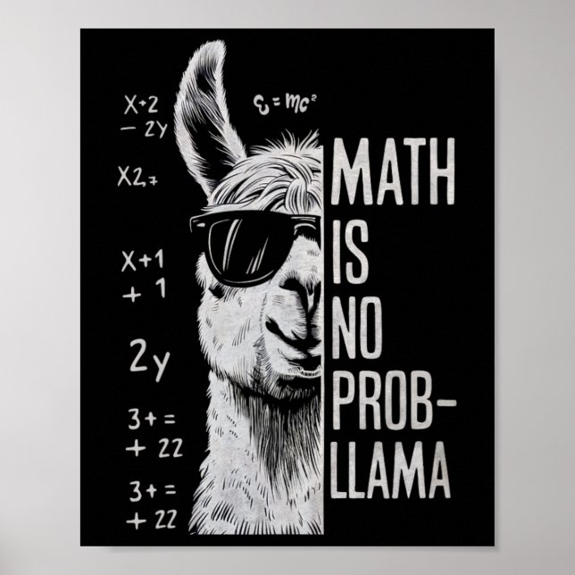 Poster Matemática Não É Prob-llama Llama Divertido Homem  (Frente)
