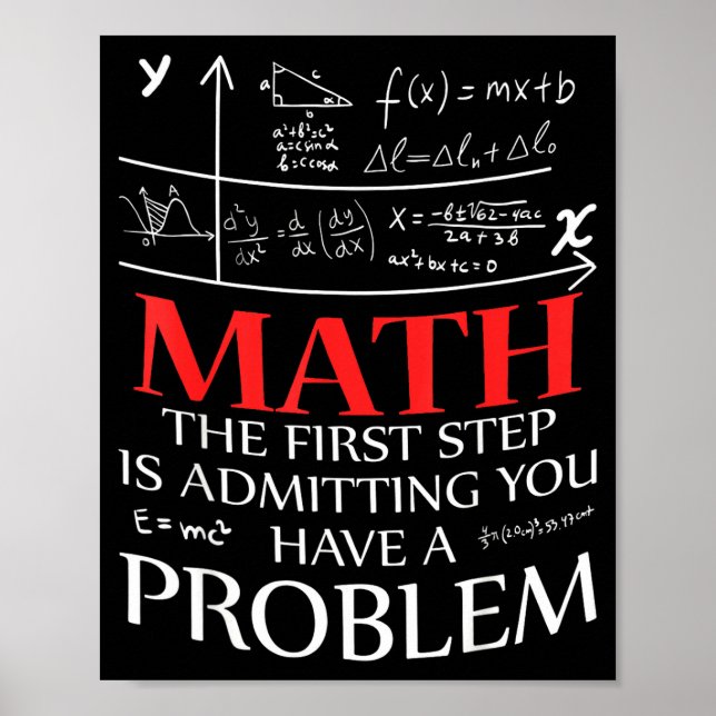 Poster Matemática O Primeiro Passo é Admitir que Você Tem (Frente)