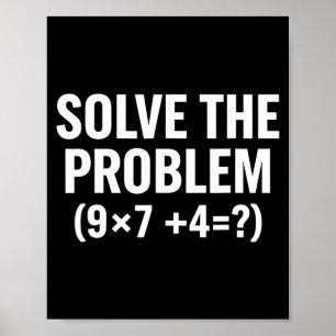 Poster Matemática Resolva o Problema (9x7+4=_) Divertida 