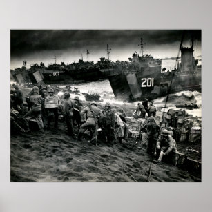 Poster Material de descarga de Fuzileiros Navais na Iwo J