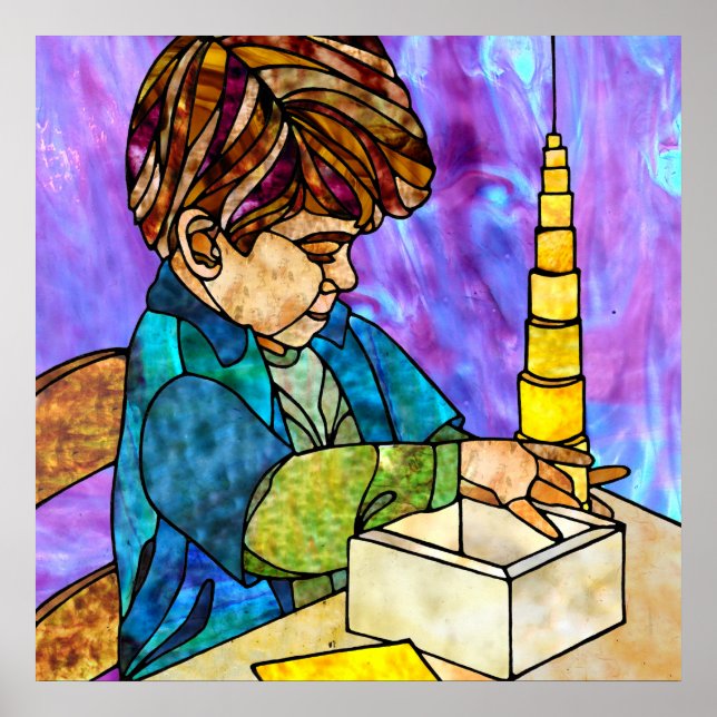 Poster Material Sensorial Montessori: Cilindros Conhecido (Frente)