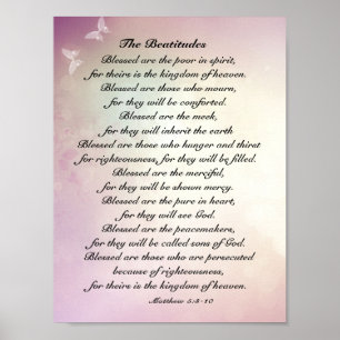 Poster Mateus 5:3-10 Beatitudes Sermão no Monte