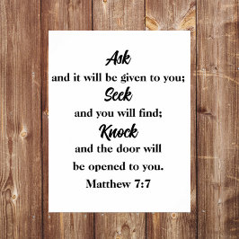Poster Mateus 7:7 Pergunte a Bíblia de toques em busca