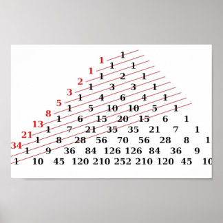 Poster MATH Fibonacci numbers Pascals triangle 