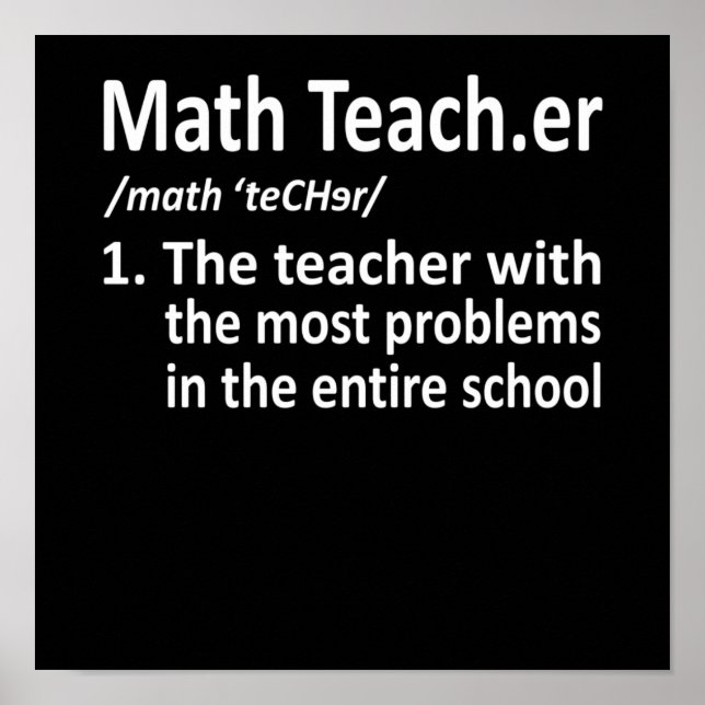 Poster Math Teacher Definition Mathematics Maths Student (Frente)