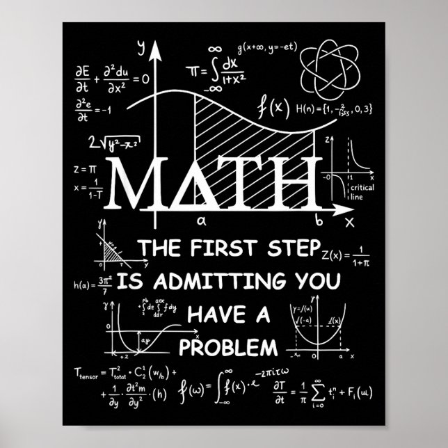 Poster Math the first step is admitting have a problem (Frente)