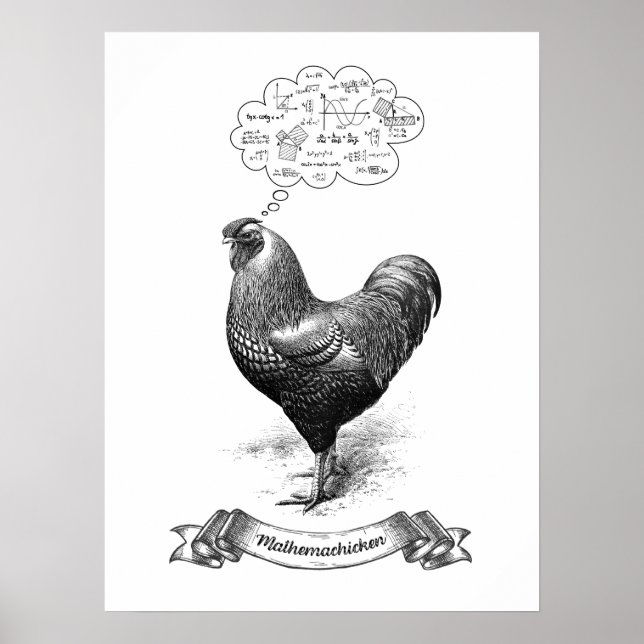 Poster Mathemachicken Funny Math Chicken Piada (Frente)