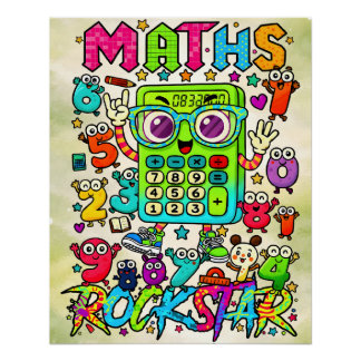 Póster Maths Rockstar Cute Calculator Design