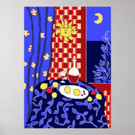 Poster Matisse Inspirou Azul Noite Estática Vinho