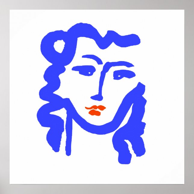 Poster Matisse Style Blue Face Girl (Frente)