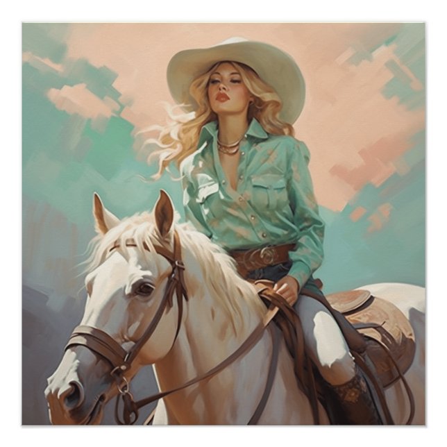 Póster Matizes da Harmonia: Arte de Muro de Cowgirl (Frente)