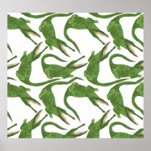 Poster Matriz Crocodilo White Watercolor