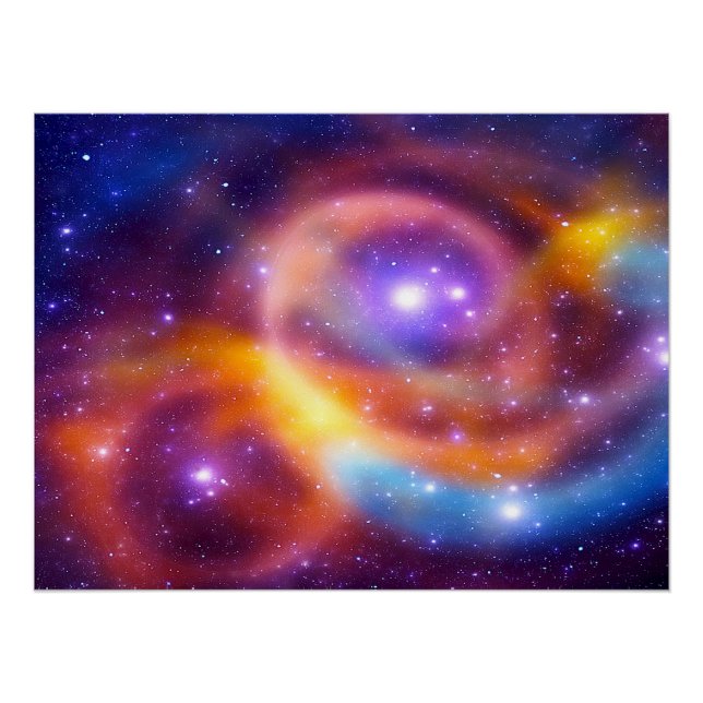 Póster Matriz de Galáxias de Estrelas e Gases (Frente)