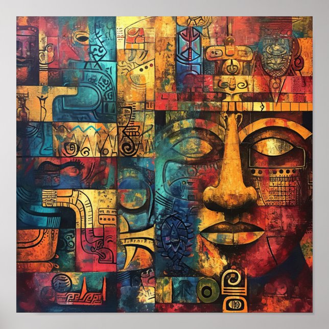 Poster Matriz Mayan: Ecos Geométricos (Frente)