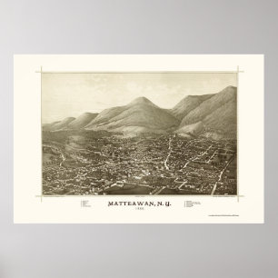Poster Matteawan, mapa panorâmico de NY - 1886